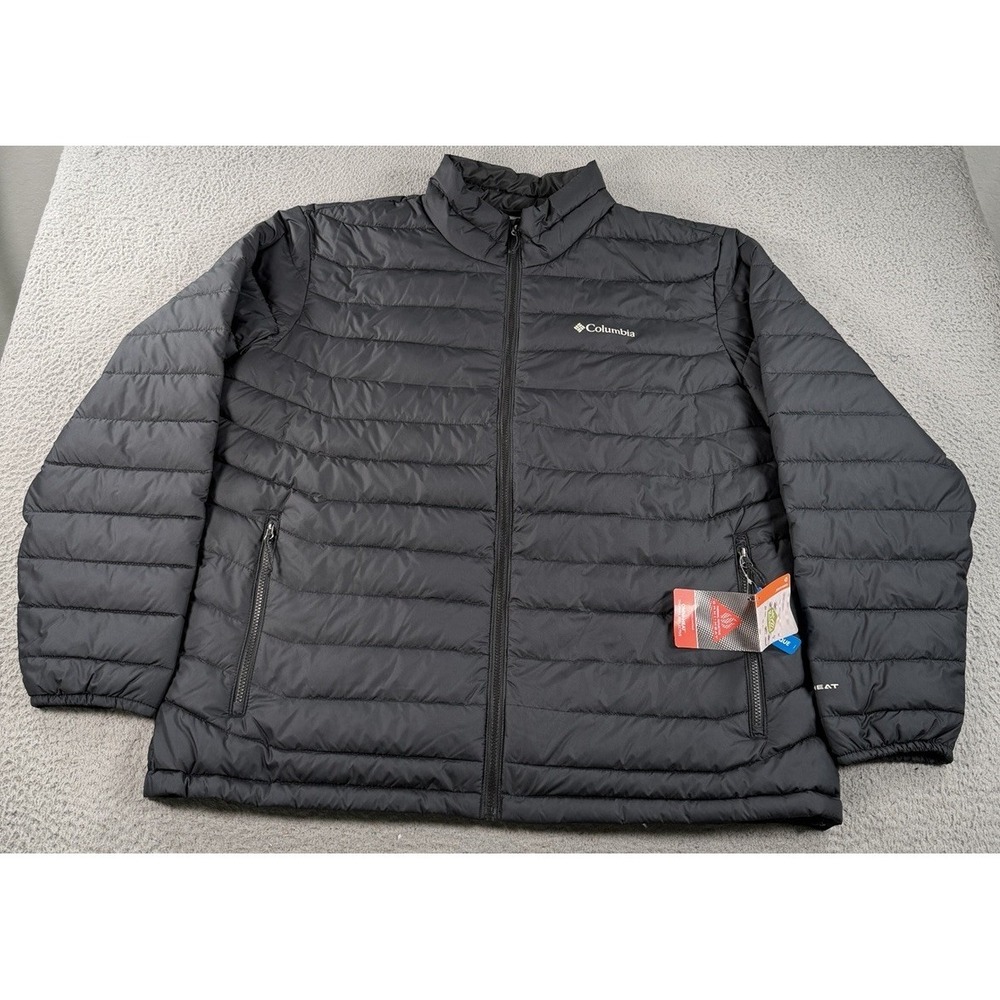 Columbia Jacket Powder Lite II Puffer Jacket Mens 2XL Black Omni Heat Insulated